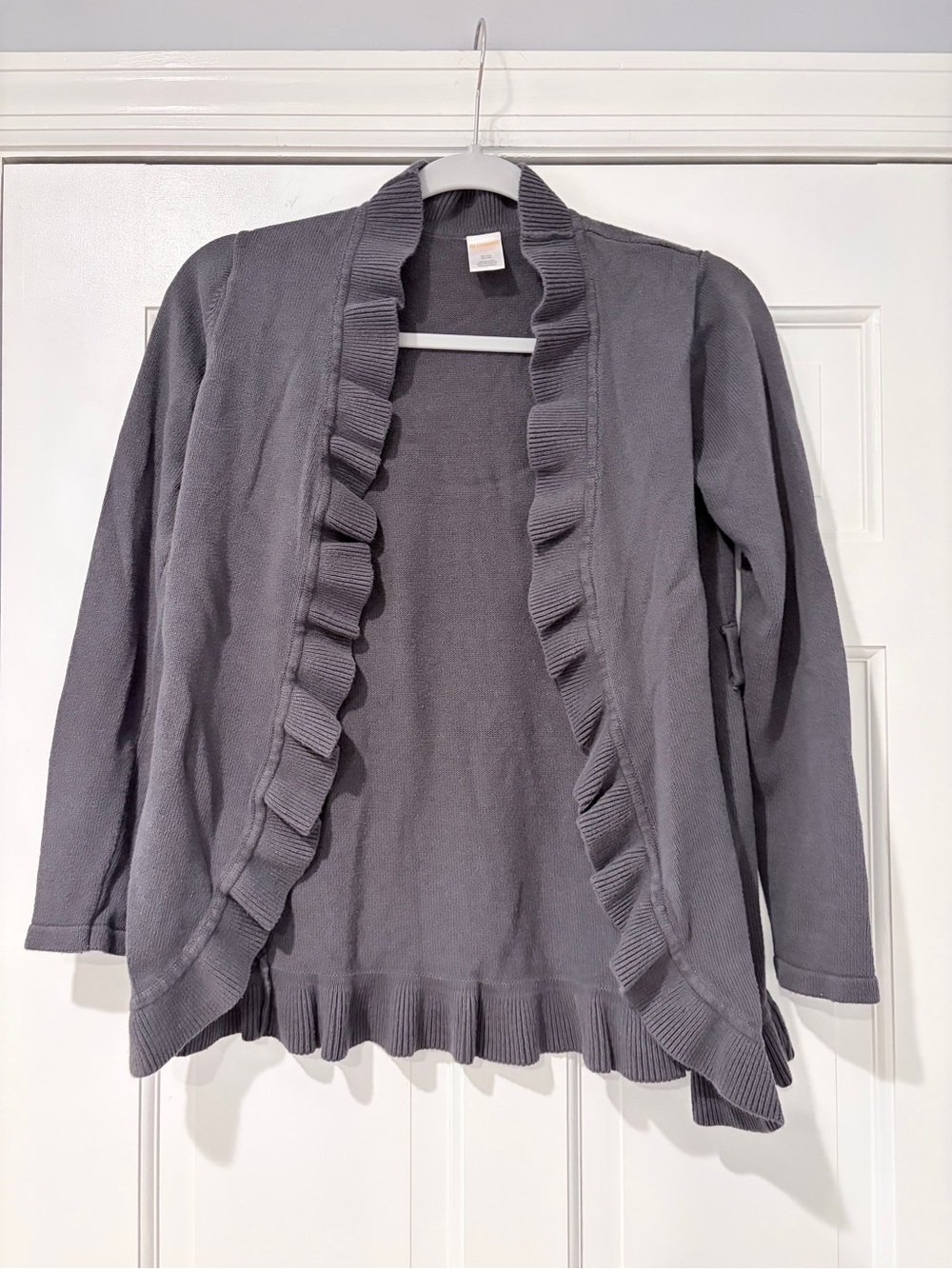 Gymboree Gray Ruffle-Trim Open Cardigan Sweater